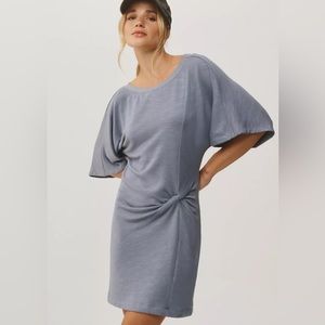 NWT Anthropologie Daily Practice Side Twist Tee Dress in Grey Size Medium READ